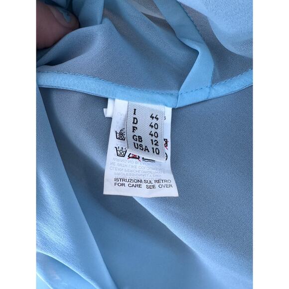 Vintage Alberta Ferretti Baby Blue Sheer Slip Dress Tiered Ruffled Italy 10 - Picture 5 of 6